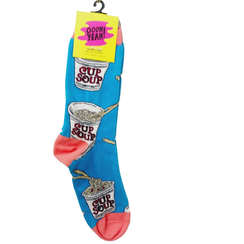 Women Boy Sock OOOH YEAH! Cup of Soup Noodles Chicken Beef Asian Chinese NWT NEW